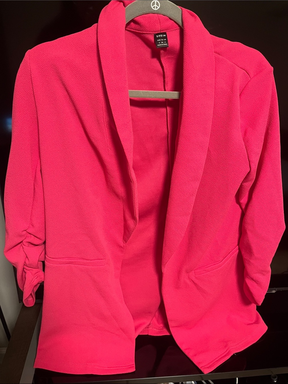 SHEIN Bright Pink Open Front Blazer